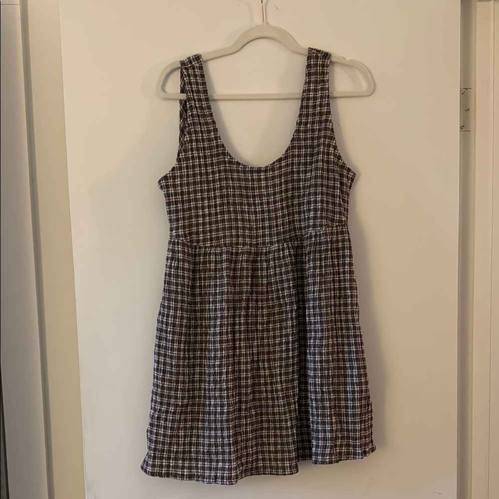 Afends Black and White Checkered Mini Dress